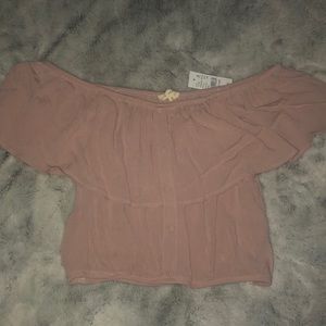 LA hearts off the shoulder top